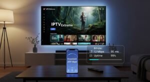 Test performanță IPTV Extreme cu metrici bitrate și latență afișate