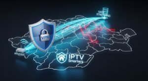 O colecție de dispozitive compatibile cu IPTV Smarters Pro, inclusiv telefon, tabletă, TV box și Firestick.